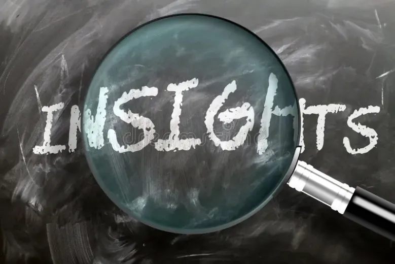 The word insights seen through a magnifying glass